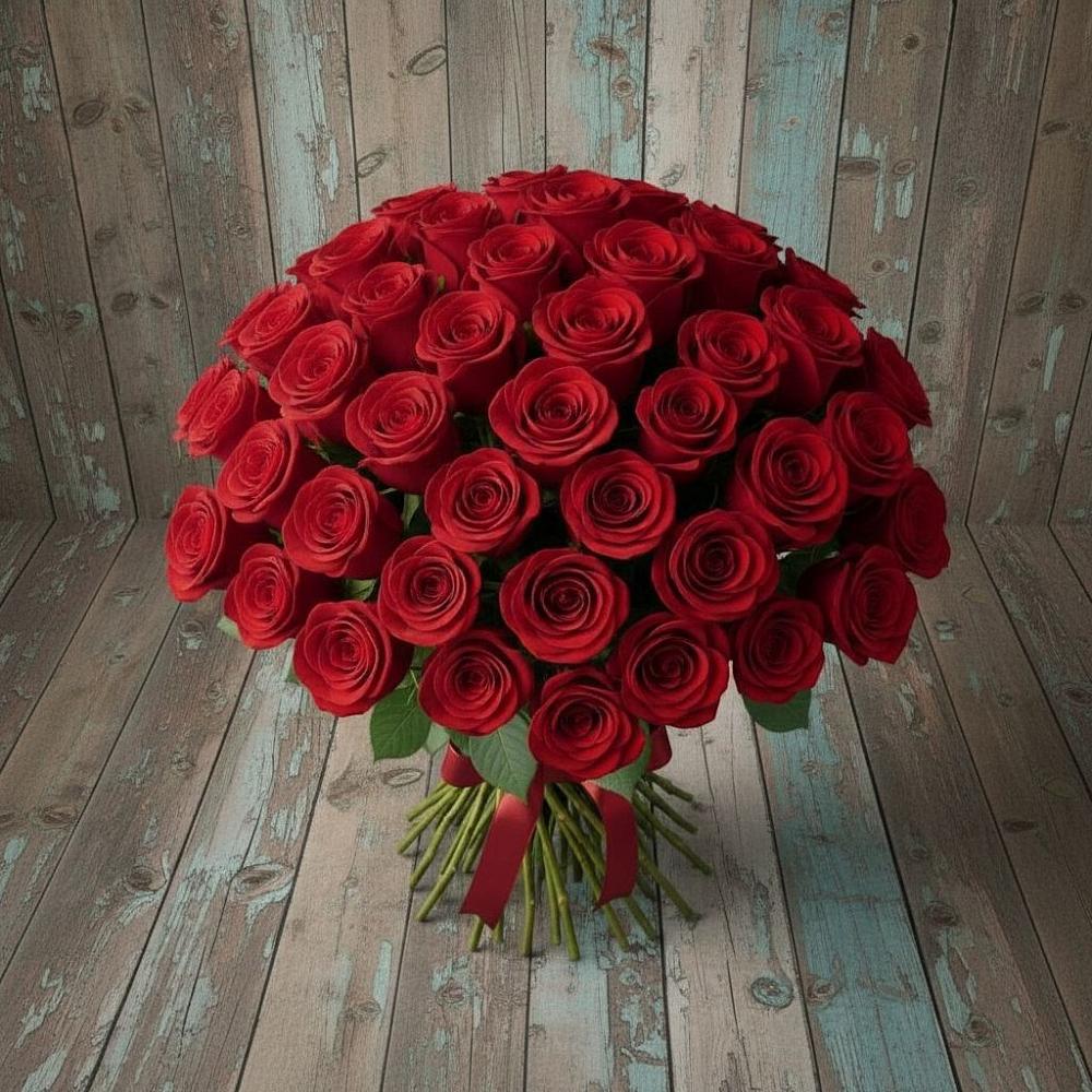 Букет 55 Красных роз Фридом в Сергиевск