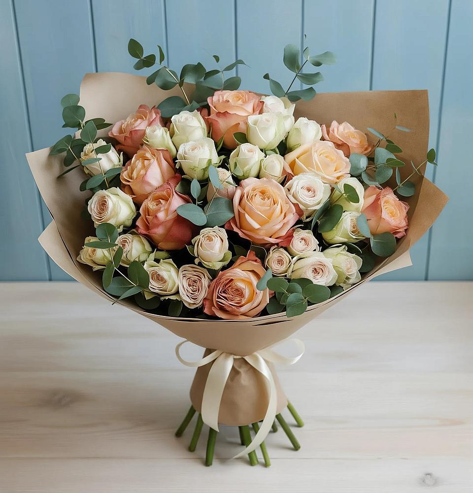 Букет цветов из: Альстромерии и Розы в Сергиевск