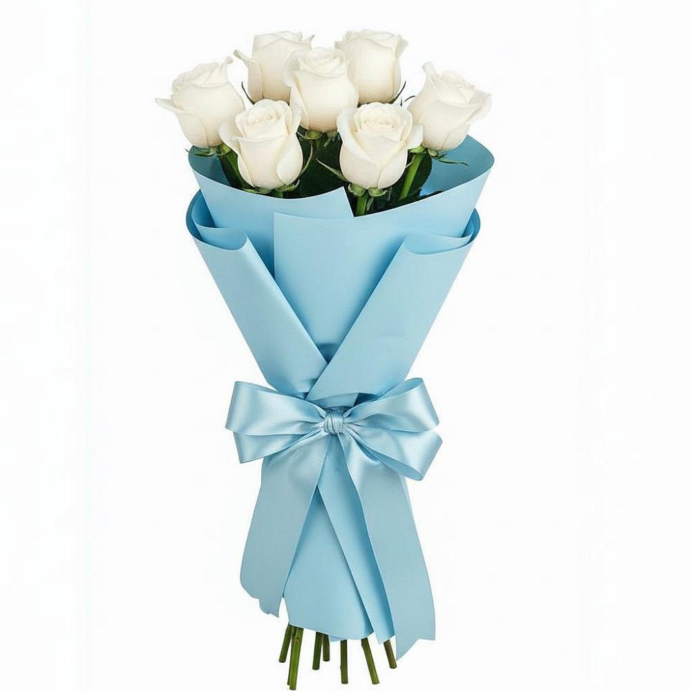 Букет 7 белых роз Проуд в Сергиевск