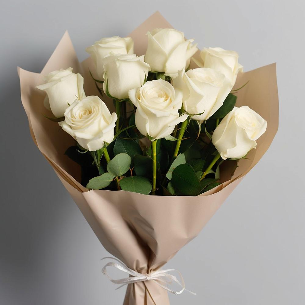 Букет 9 Белых роз Эдлесс Лав в Сергиевск