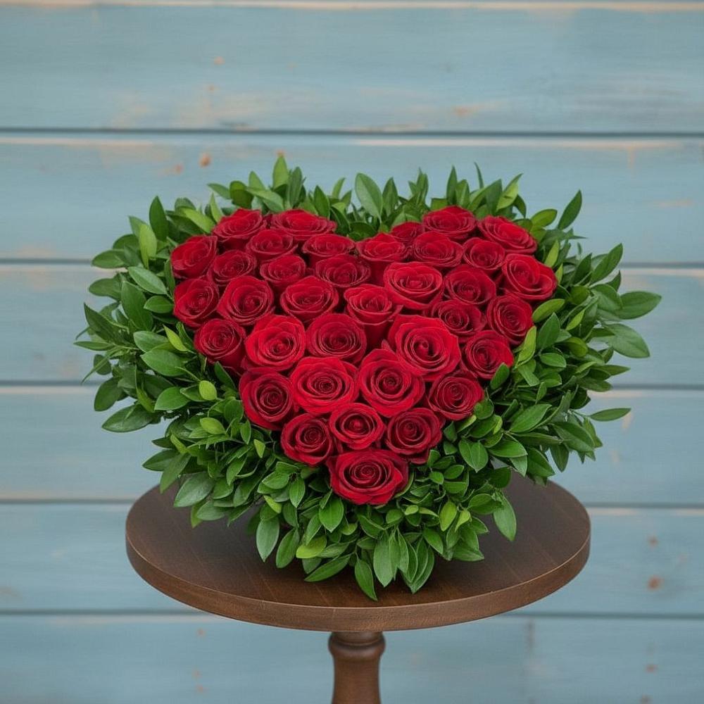 Цветочная композиция из Розы в виде сердца в Сергиевск