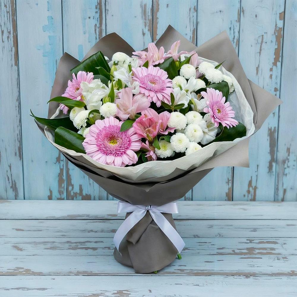 Букет цветов из: Герберы, Альстромерии и Хризантемы в Сергиевск