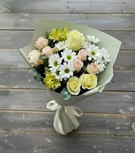 Букет цветов из:  Альстромерии, Розы и Хризантемы в Сергиевск
